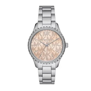 Buy Shop Michael Kors Layton Three Hand Pink Dial Silver Steel Strap Watch For Women - MK7298 USA Online