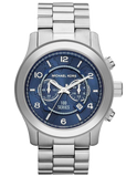 Buy Shop Michael Kors Stop Hunger Chronograph Blue Dial Silver Steel Strap Watch for Men - MK8314 USA Online
