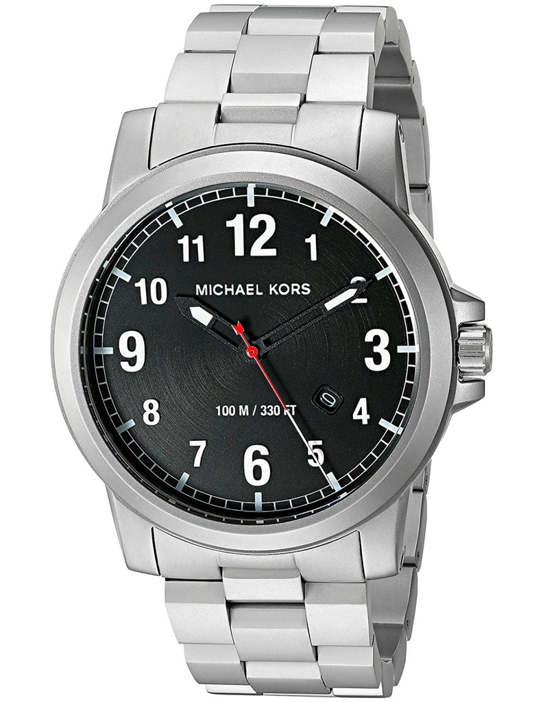 Buy Shop Michael Kors Paxton Analog Black Dial Silver Steel Strap Watch For Men - MK8500 USA Online