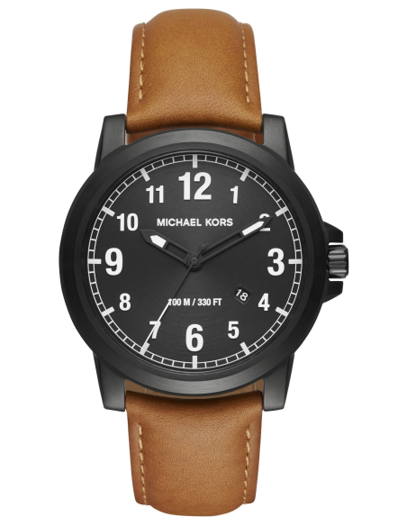 Buy Shop Michael Kors Paxton Analog Black Dial Brown Rubber Strap Watch For Men - MK8502 USA Online