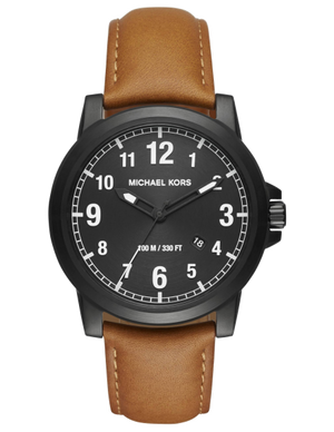 Buy Shop Michael Kors Paxton Analog Black Dial Brown Rubber Strap Watch For Men - MK8502 USA Online