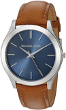 Buy Shop Michael Kors Slim Runway Analog Blue Dial Brown Leather Strap Watch For Men - MK8508 USA Online