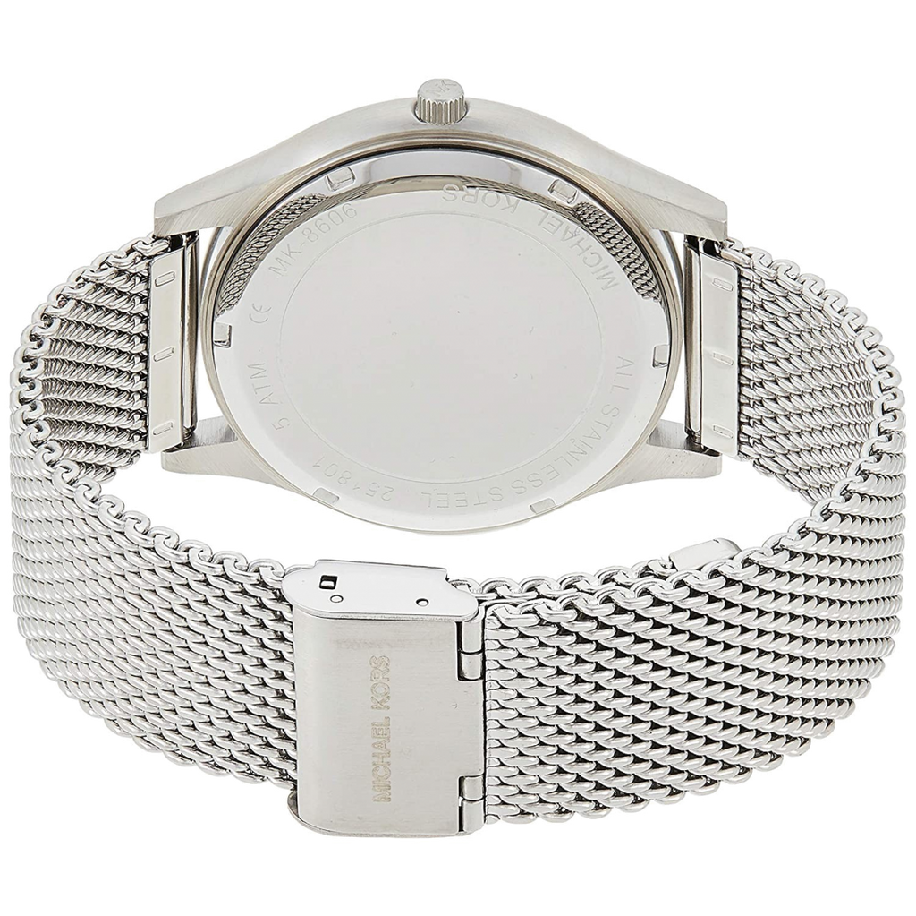 Buy Shop Michael Kors Slim Runway Analog Black Dial Silver Mesh Bracelet Watch For Men - MK8606 USA Online