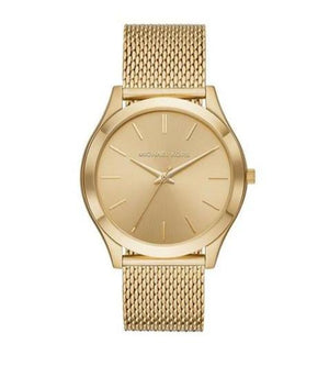 Buy Shop Michael Kors Slim Runway Quartz Gold Dial Gold Mesh Bracelet Watch For Women - MK8625 USA Online