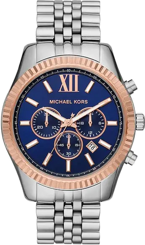 Buy Shop Michael Kors Lexington Chronograph Blue Dial Silver Steel Strap Watch For Men - MK8689 USA Online