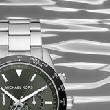 Buy Shop Michael Kors Layton Chronograph Green Dial Silver Steel Strap Watch For Men - MK8912 USA Online