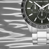 Buy Shop Michael Kors Layton Chronograph Green Dial Silver Steel Strap Watch For Men - MK8912 USA Online