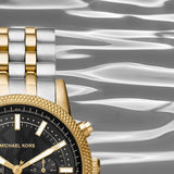 Buy Shop Michael Kors Hutton Chronograph Black Dial Two Tone Steel Strap Watch For Men - MK8954 USA Online