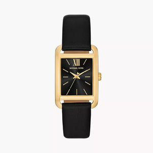 Buy Shop Michael Kors Monroe Three Hand Black Dial Black Leather Strap Watch for Women - MKO1027 USA Online