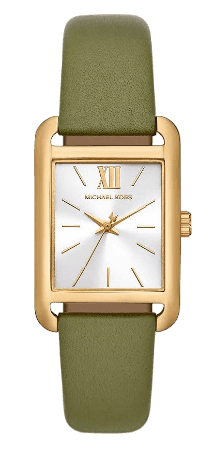 Buy Shop Michael Kors Monroe Three-Hand Silver Dial Green Leather Strap Watch for Women - MKO1028 USA Online
