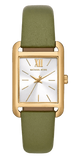 Buy Shop Michael Kors Monroe Three-Hand Silver Dial Green Leather Strap Watch for Women - MKO1028 USA Online