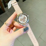 Buy Shop Michael Kors Multifunction Silver Dial Pink Leather Strap Watch For Women - MK7206 USA Online