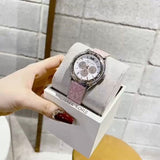 Buy Shop Michael Kors Multifunction Silver Dial Pink Leather Strap Watch For Women - MK7206 USA Online