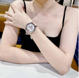 Buy Shop Michael Kors Multifunction Silver Dial Pink Leather Strap Watch For Women - MK7206 USA Online