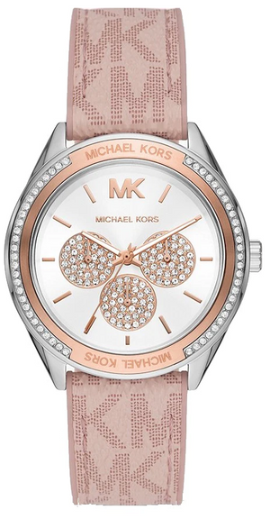 Buy Shop Michael Kors Multifunction Silver Dial Pink Leather Strap Watch For Women - MK7206 USA Online