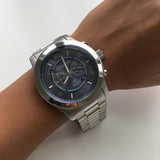 Buy Shop Michael Kors Stop Hunger Chronograph Blue Dial Silver Steel Strap Watch for Men - MK8314 USA Online