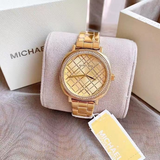 Buy Shop Michael Kors Nia Quartz Gold Dial Gold Steel Strap Watch For Women - MK3989 USA Online
