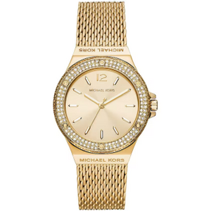 Buy Shop Michael Kors Lennox Three-Hand Gold Dial Gold Mesh Bracelet Watch For Women - MK7335 USA Online