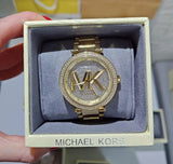 Buy Shop Michael Kors Parker Analog Crystals Gold Dial Gold Steel Strap Watch For Women - MK7283 USA Online
