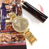Buy Shop Michael Kors Parker Analog Crystals Gold Dial Gold Steel Strap Watch For Women - MK7283 USA Online