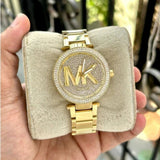 Buy Shop Michael Kors Parker Analog Crystals Gold Dial Gold Steel Strap Watch For Women - MK7283 USA Online