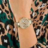 Buy Shop Michael Kors Parker Analog Crystals Gold Dial Gold Steel Strap Watch For Women - MK7283 USA Online