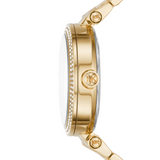Buy Shop Michael Kors Parker Analog Crystals Gold Dial Gold Steel Strap Watch For Women - MK7283 USA Online