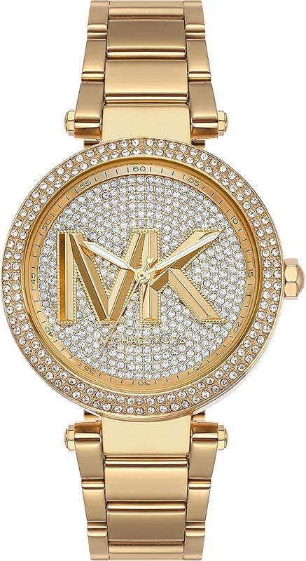Buy Shop Michael Kors Parker Analog Crystals Gold Dial Gold Steel Strap Watch For Women - MK7283 USA Online