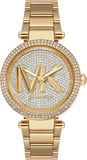 Buy Shop Michael Kors Parker Analog Crystals Gold Dial Gold Steel Strap Watch For Women - MK7283 USA Online