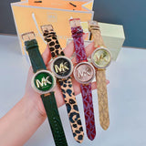 Buy Shop Michael Kors Parker Black Dial Cheetah Print Brown Leather Strap Watch For Women - MK4723 USA Online