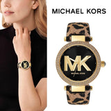Buy Shop Michael Kors Parker Black Dial Cheetah Print Brown Leather Strap Watch For Women - MK4723 USA Online