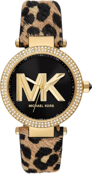 Buy Shop Michael Kors Parker Black Dial Cheetah Print Brown Leather Strap Watch For Women - MK4723 USA Online