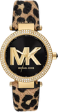 Buy Shop Michael Kors Parker Black Dial Cheetah Print Brown Leather Strap Watch For Women - MK4723 USA Online