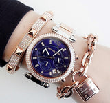 Buy Shop Michael Kors Parker Blue Dial Two Tone Steel Strap Watch for Women - MK6141 USA Online