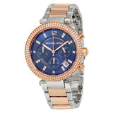 Buy Shop Michael Kors Parker Blue Dial Two Tone Steel Strap Watch for Women - MK6141 USA Online