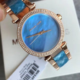 Buy Shop Michael Kors Parker Blue Mother of Pearl Dial Two Tone Steel Strap Watch for Women - MK6491 USA Online