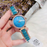 Buy Shop Michael Kors Parker Blue Mother of Pearl Dial Two Tone Steel Strap Watch for Women - MK6491 USA Online