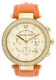 Buy Shop Michael Kors Parker Champagne Dial Orange Leather Strap Watch for Women - MK2279 USA Online