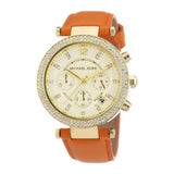 Buy Shop Michael Kors Parker Champagne Dial Orange Leather Strap Watch for Women - MK2279 USA Online
