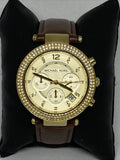 Buy Shop Michael Kors Parker Champagne Gold Dial Brown Leather Strap Watch for Women - MK2249 USA Online