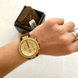 Buy Shop Michael Kors Parker Champagne Gold Dial Brown Leather Strap Watch for Women - MK2249 USA Online