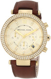 Buy Shop Michael Kors Parker Champagne Gold Dial Brown Leather Strap Watch for Women - MK2249 USA Online