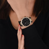 Buy Shop Michael Kors Parker Chronograph Black Dial Black Leather Strap Watch For Women - MK6984 USA Online