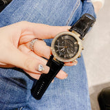 Buy Shop Michael Kors Parker Chronograph Black Dial Black Leather Strap Watch For Women - MK6984 USA Online