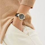 Buy Shop Michael Kors Parker Chronograph Black Dial Black Leather Strap Watch For Women - MK6984 USA Online
