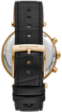 Buy Shop Michael Kors Parker Chronograph Black Dial Black Leather Strap Watch For Women - MK6984 USA Online