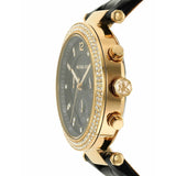 Buy Shop Michael Kors Parker Chronograph Black Dial Black Leather Strap Watch For Women - MK6984 USA Online