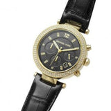 Buy Shop Michael Kors Parker Chronograph Black Dial Black Leather Strap Watch For Women - MK6984 USA Online