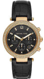 Buy Shop Michael Kors Parker Chronograph Black Dial Black Leather Strap Watch For Women - MK6984 USA Online