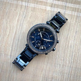 Buy Shop Michael Kors Parker Chronograph Blue Dial Blue Steel Strap Watch For Women - MK6418 USA Online